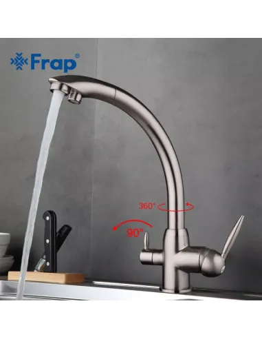 Змішувач для кухні Frap F4399-5 із підключенням до фільтру, сатин