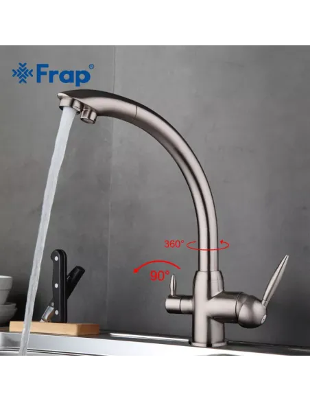 Смеситель для кухни Frap F4399-5 с подключением к фильтру, сатин