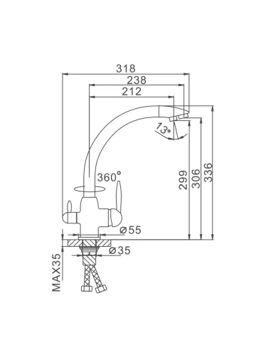 Змішувач для кухні Frap F4399-5 із підключенням до фільтру, сатин