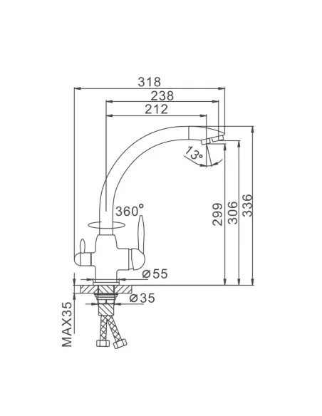 Змішувач для кухні Frap F4399-5 із підключенням до фільтру, сатин