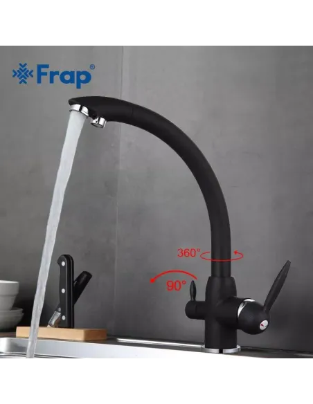 Смеситель для кухни Frap F4399-7 с подключением к фильтру, черный