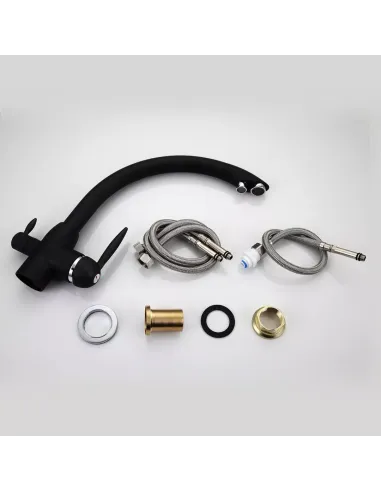 Змішувач для кухні Frap F4399-7 із підключенням до фільтру, чорний