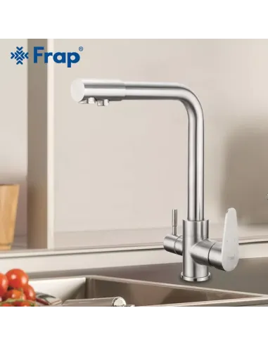 Змішувач для кухні Frap F4348 із підключенням до фільтра, сатин