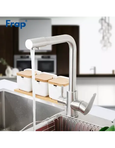 Смеситель для кухни Frap F4348 с подключением к фильтру, сатин