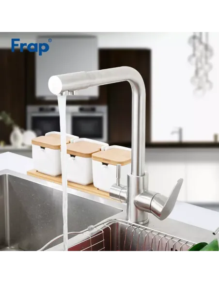 Смеситель для кухни Frap F4348 с подключением к фильтру, сатин