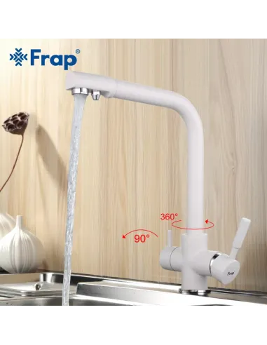Змішувач для кухні Frap F4352-8 із підключенням до фільтру, білий
