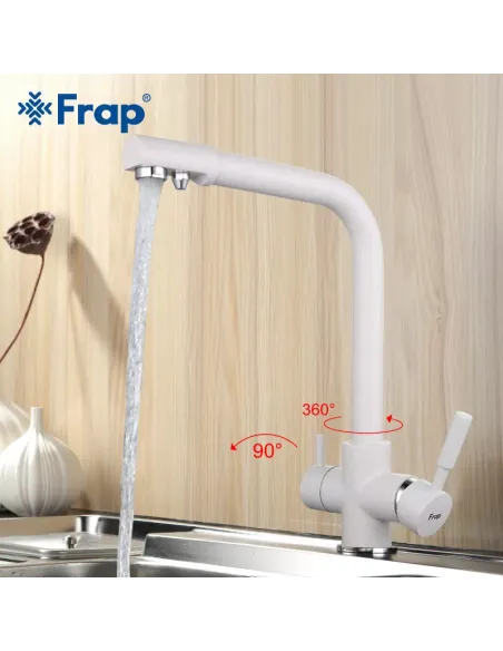 Змішувач для кухні Frap F4352-8 із підключенням до фільтру, білий