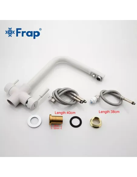 Змішувач для кухні Frap F4352-8 із підключенням до фільтру, білий