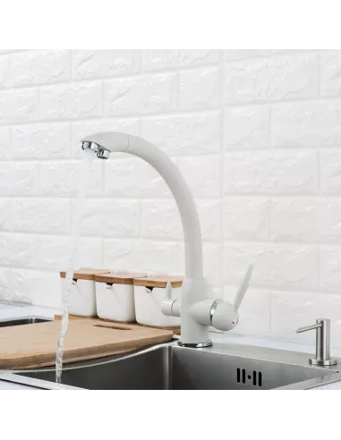 Смеситель для кухни Frap F4399-8 с подключением к фильтру, белый