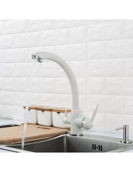 Смеситель для кухни Frap F4399-8 с подключением к фильтру, белый