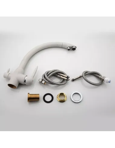 Смеситель для кухни Frap F4399-8 с подключением к фильтру, белый