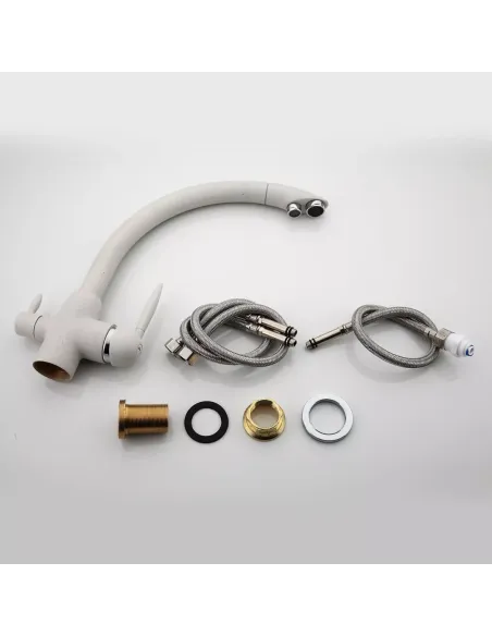 Змішувач для кухні Frap F4399-8 із підключенням до фільтру, білий