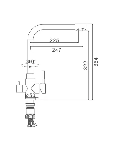 Змішувач для кухні Frap F43899-1 з підключенням до фільтра, сатин