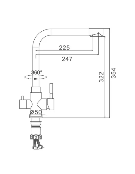 Змішувач для кухні Frap F43899-1 з підключенням до фільтра, сатин
