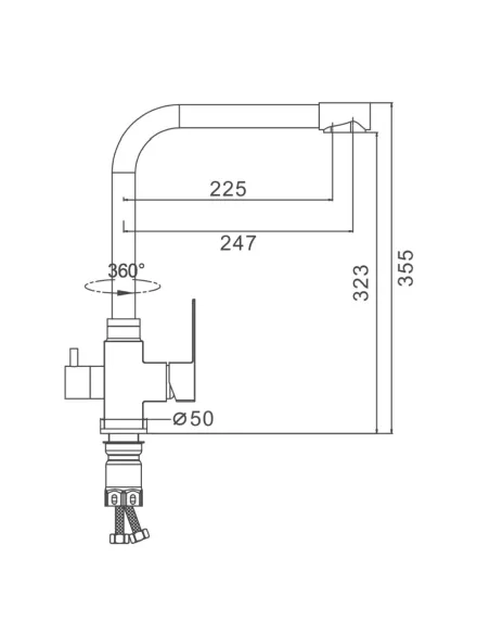 Смеситель для кухни Frap F43899-2 с подключением к фильтру, сатин