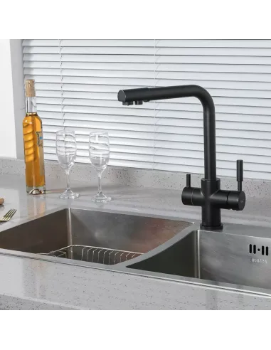 Змішувач для кухні Frap F4352-6 із підключенням до фільтру, чорний