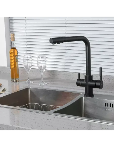 Змішувач для кухні Frap F4352-6 із підключенням до фільтру, чорний