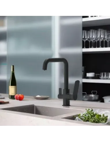 Змішувач для кухні Frap F4362 із підключенням до фільтру, чорний