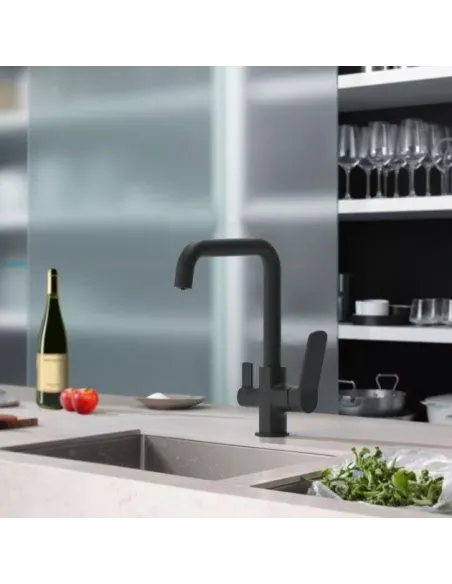 Смеситель для кухни Frap F4362 с подключением к фильтру, черный