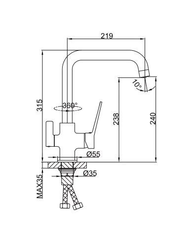 Змішувач для кухні Frap F4362 із підключенням до фільтру, чорний
