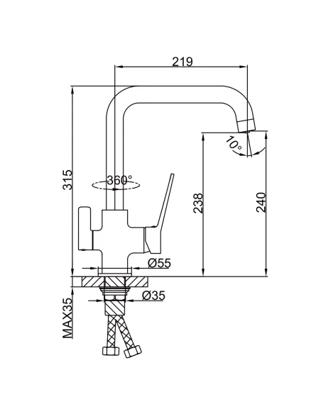 Змішувач для кухні Frap F4362 із підключенням до фільтру, чорний