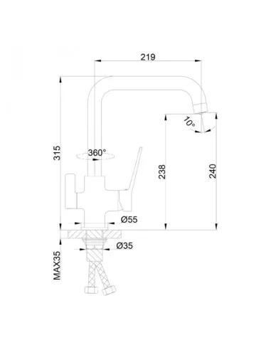 Змішувач для кухні Frap F4361 з підключенням до фільтра, хром