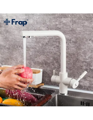 Смеситель для кухни Frap F4352-24 с подключением к фильтру, белый