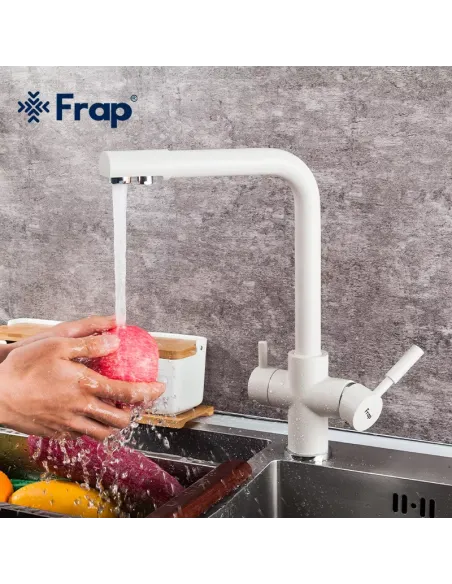 Змішувач для кухні Frap F4352-24 із підключенням до фільтру, білий