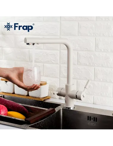 Смеситель для кухни Frap F4352-24 с подключением к фильтру, белый