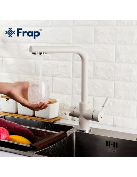 Змішувач для кухні Frap F4352-24 із підключенням до фільтру, білий