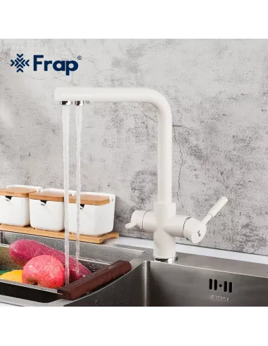 Змішувач для кухні Frap F4352-24 із підключенням до фільтру, білий