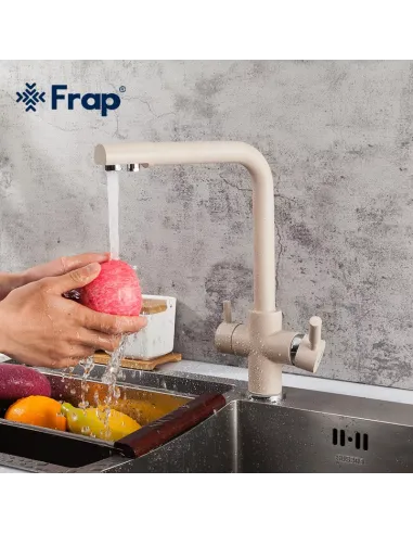 Смеситель для кухни Frap F4352-23 с подключением к фильтру, бежевий