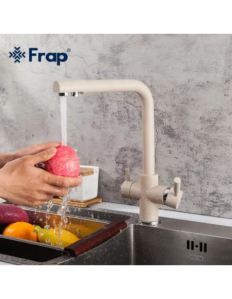 Смеситель для кухни Frap F4352-23 с подключением к фильтру, бежевий