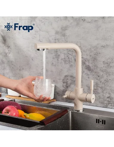 Смеситель для кухни Frap F4352-23 с подключением к фильтру, бежевий