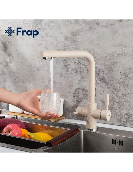 Смеситель для кухни Frap F4352-23 с подключением к фильтру, бежевий