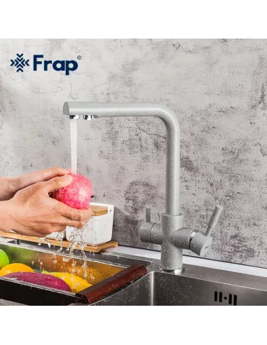 Змішувач для кухні Frap F4352-22 із підключенням до фільтру, сірий
