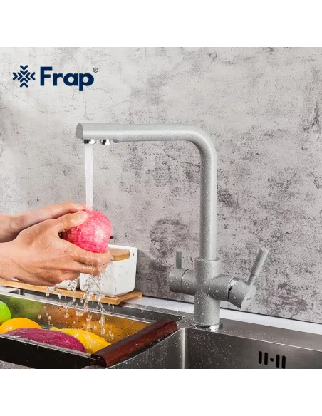 Змішувач для кухні Frap F4352-22 із підключенням до фільтру, сірий