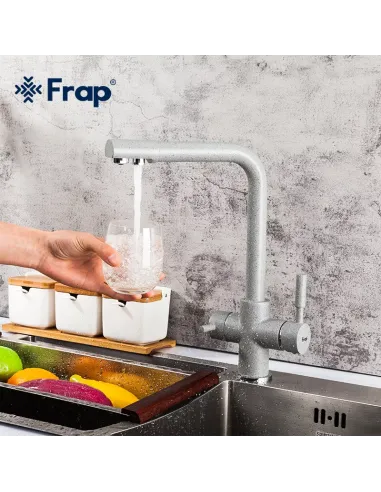 Смеситель для кухни Frap F4352-22 с подключением к фильтру, серый