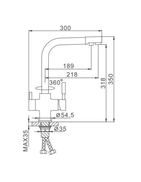 Смеситель для кухни Frap F4352-22 с подключением к фильтру, серый