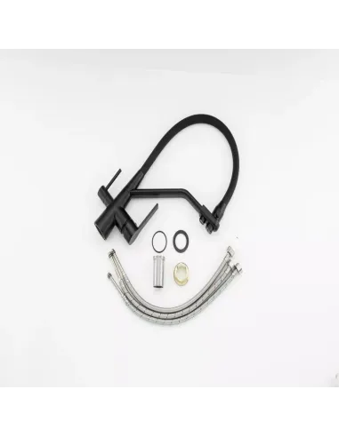 Смеситель для кухни Frap F4374-6 с подключением к фильтру, с гибким изливом, черный