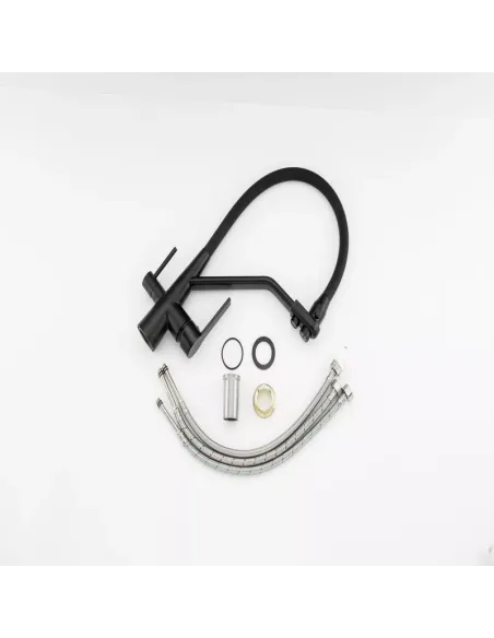 Смеситель для кухни Frap F4374-6 с подключением к фильтру, с гибким изливом, черный