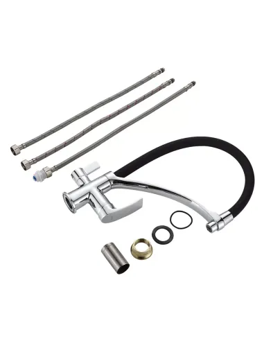 Смеситель для кухни Frap F4369 с подключением к фильтру, с гибким изливом, черный хром