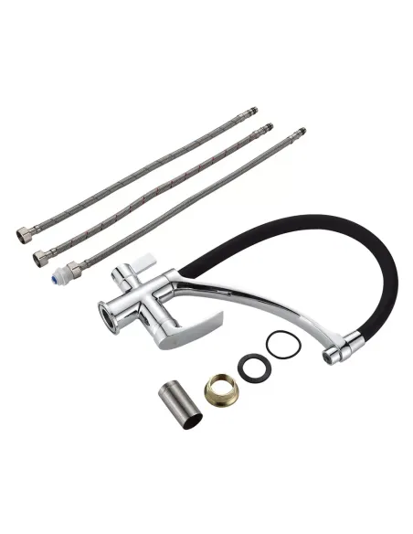 Смеситель для кухни Frap F4369 с подключением к фильтру, с гибким изливом, черный хром