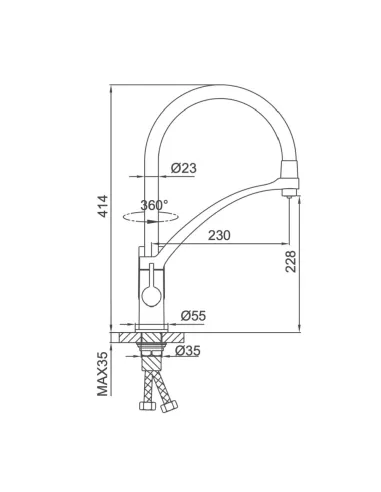 Смеситель для кухни Frap F4369 с подключением к фильтру, с гибким изливом, черный хром