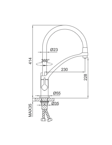 Смеситель для кухни Frap F4369 с подключением к фильтру, с гибким изливом, черный хром