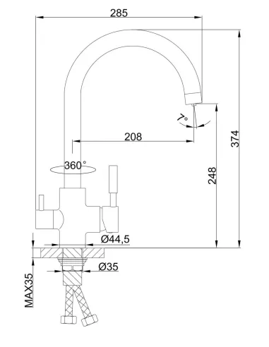 Змішувач для кухні Frap F4352 з підключенням до фільтра, хром