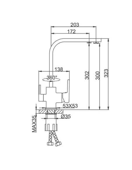 Змішувач для кухні Frap F4360 з підключенням до фільтра, хром