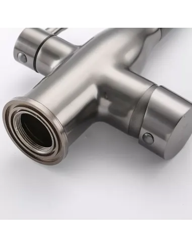 Змішувач для кухні Frap F4396-15 з підключенням до фільтра, з гнучким виливом, збройова сталь сірий