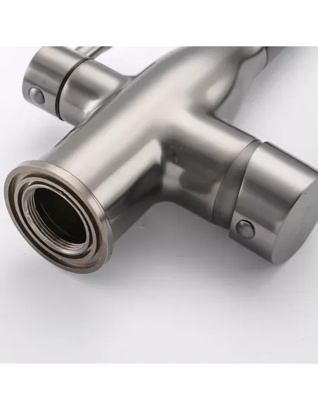 Змішувач для кухні Frap F4396-15 з підключенням до фільтра, з гнучким виливом, збройова сталь сірий