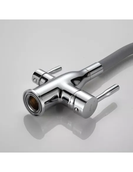 Смеситель для кухни Frap F4396 с подключением к фильтру, с гибким изливом, серый хром